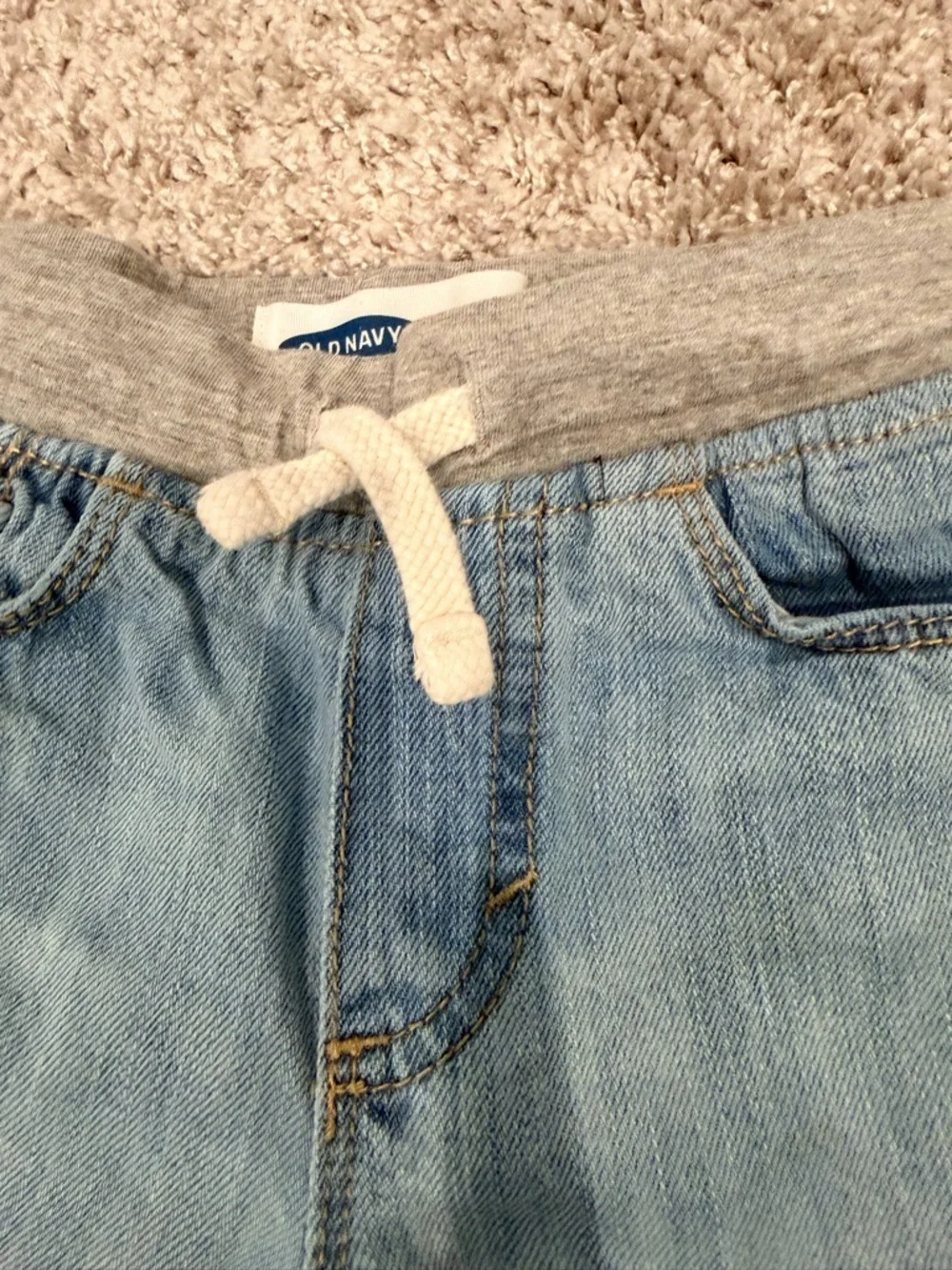 Old Navy Light Blue Kids Drawstring Waist Boyfriend Jeans